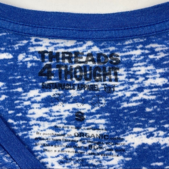 Threads 4 Though Tshirt Womens Small Blue Vneck Lightweight Africa Cap Sleeve - Picture 2 of 7